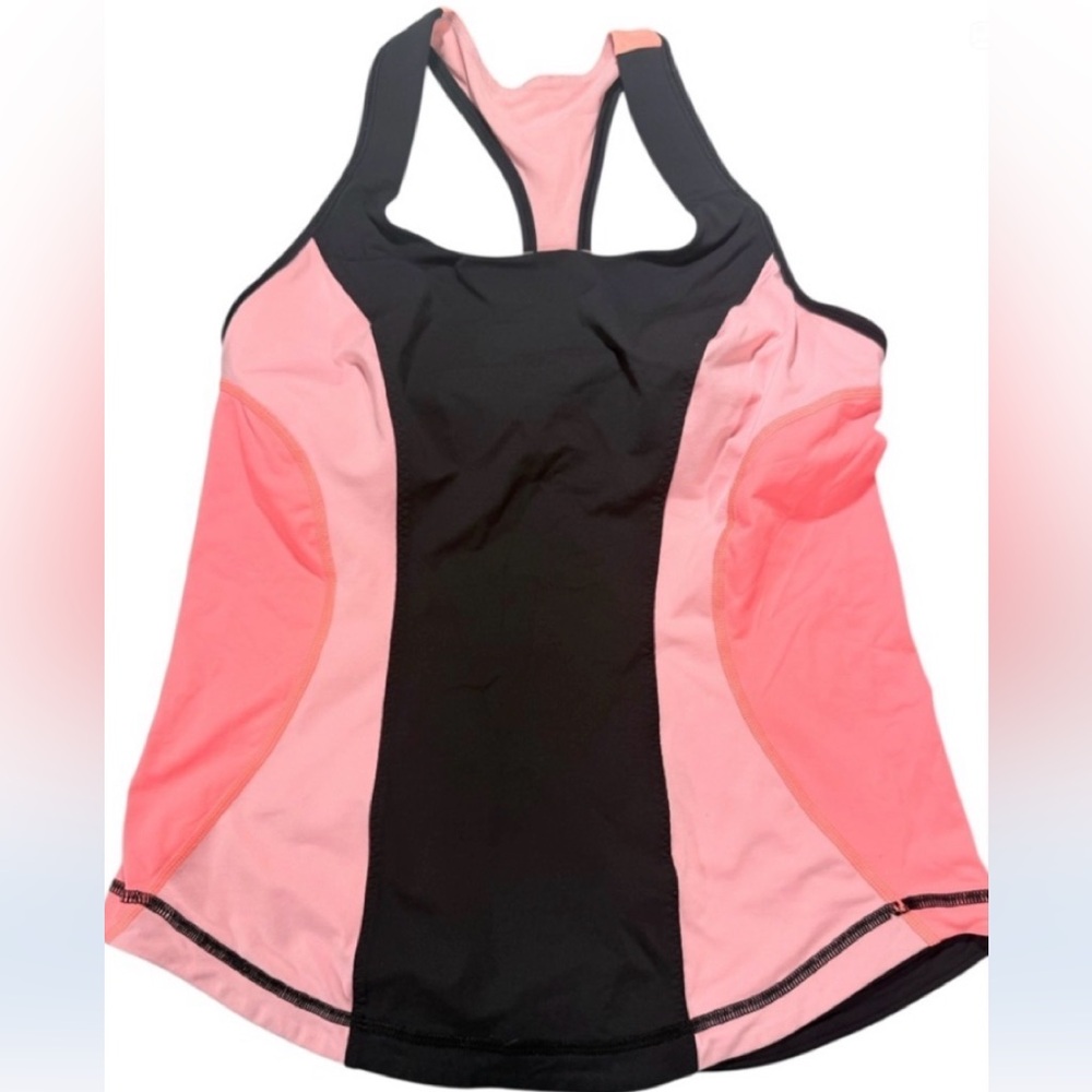 Lululemon Tank Coral Pink/Orange/Black Sz10 Athletic